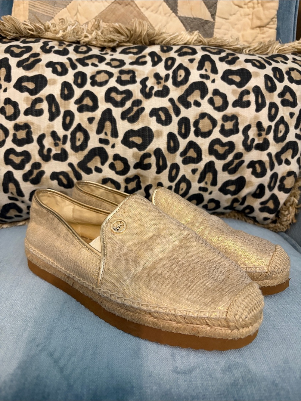 Michael Kors Metallic Gold Espadrille Slip-On Flats
